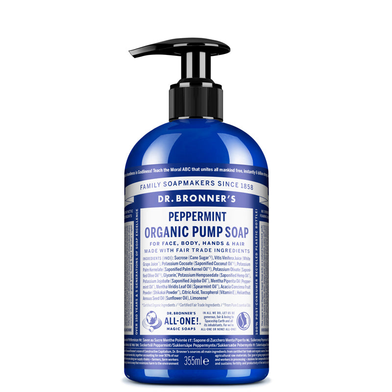 Dr Bronner&#39;s Peppermint Organic Pump Soap 355ml