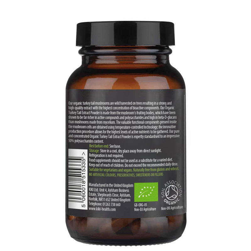 KIKI Health Organic Turkey Tail Mushroom Extract Vegicaps Pack of 60 back