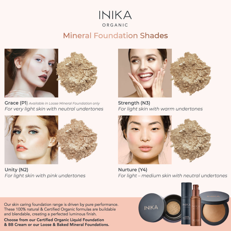 Inika Baked Mineral Foundation Shade Guide 1