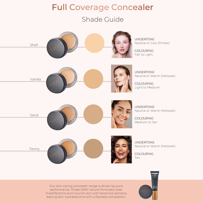 Inika Organic Full Coverage Concealer Shade Guide 2