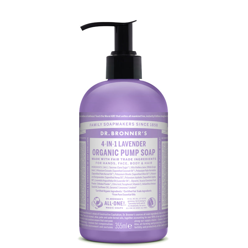 Dr Bronner's 4-In-1 Lavender Organic Pump Soap 355ml