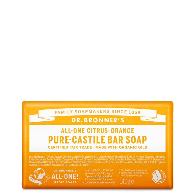 Dr Bronner's Citrus Orange Pure Castile Soap Bar 140g