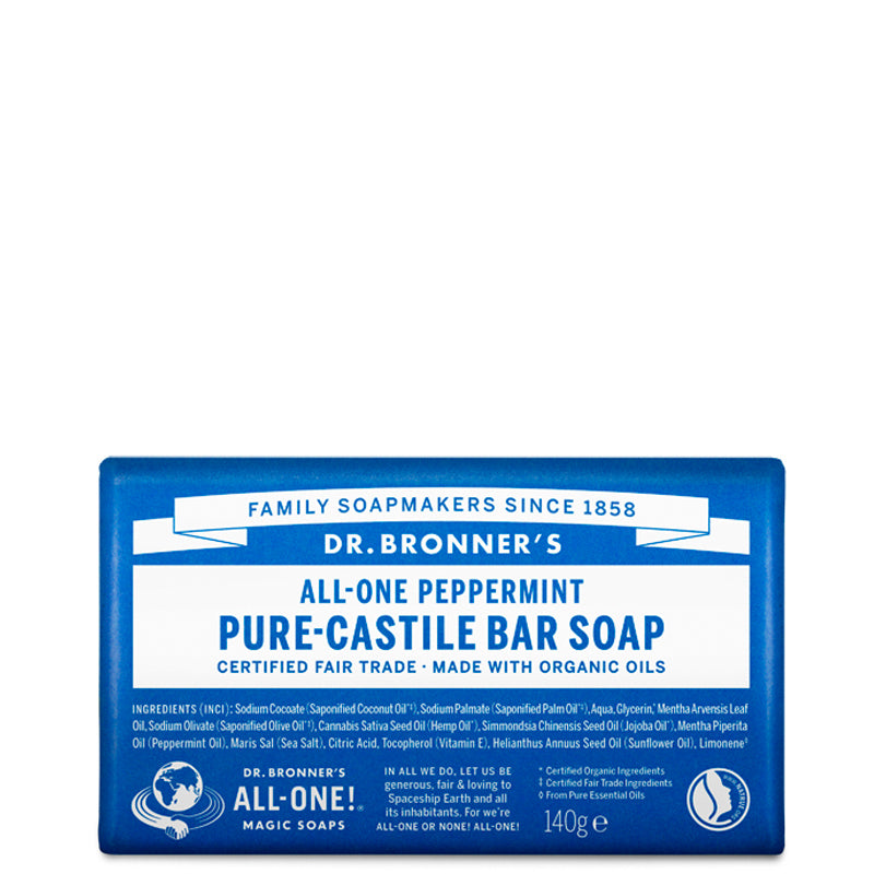 Dr Bronner's Peppermint Pure Castile Soap Bar 140g